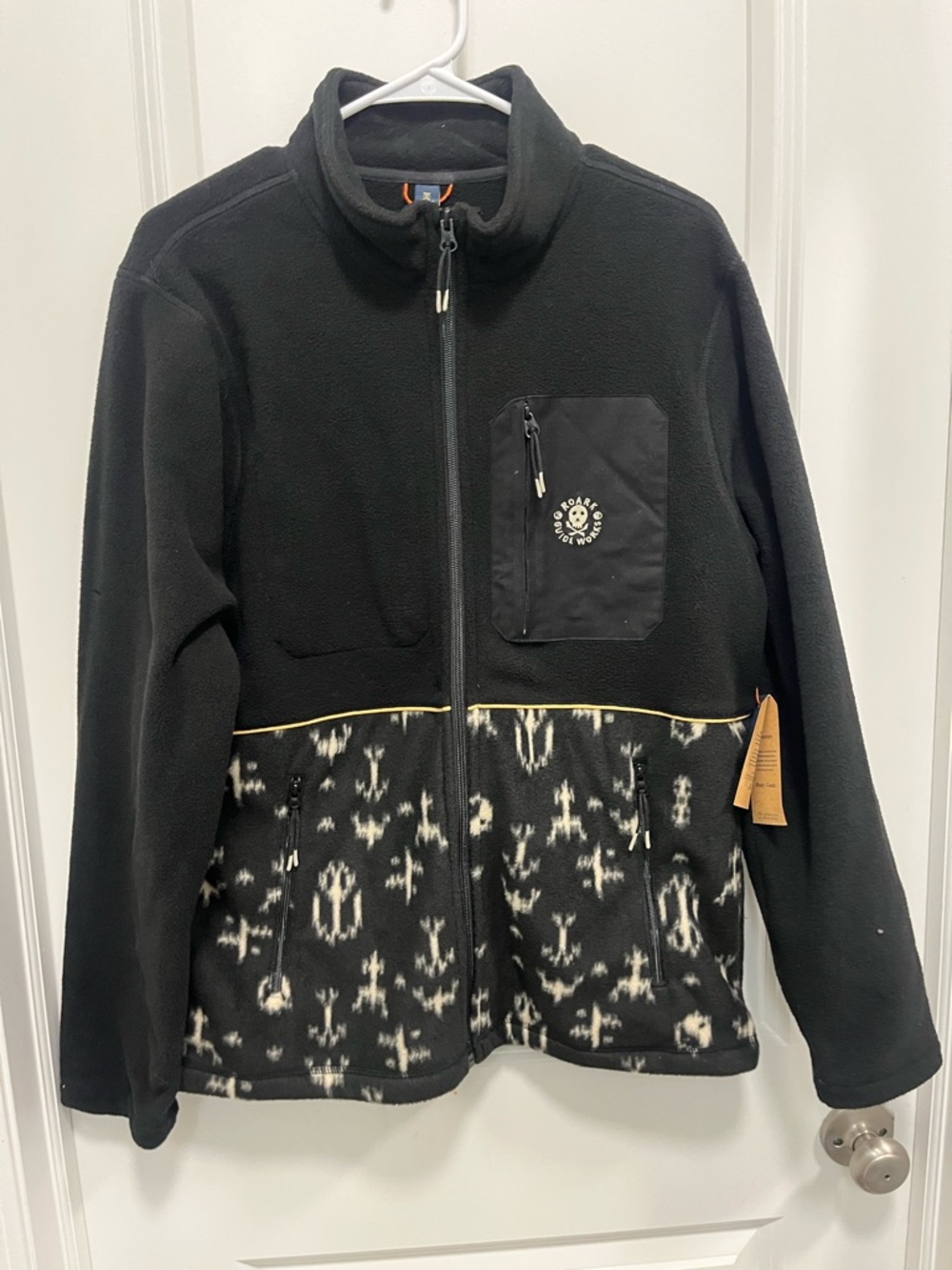 Roark Landfall Fleece Black Ikagai Skull Full Zip Mens Small NWT